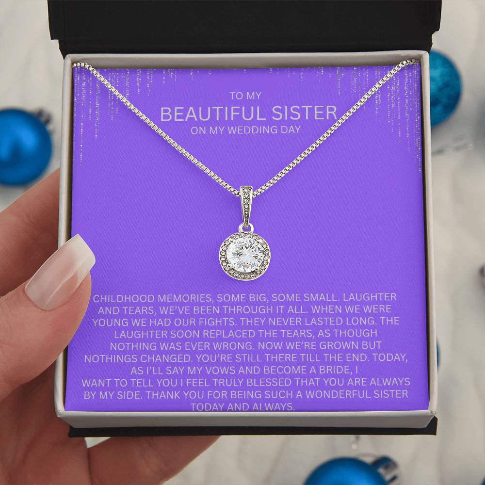 Elegant Gift for Sister "On My Wedding Day" Eternal Hope Necklace