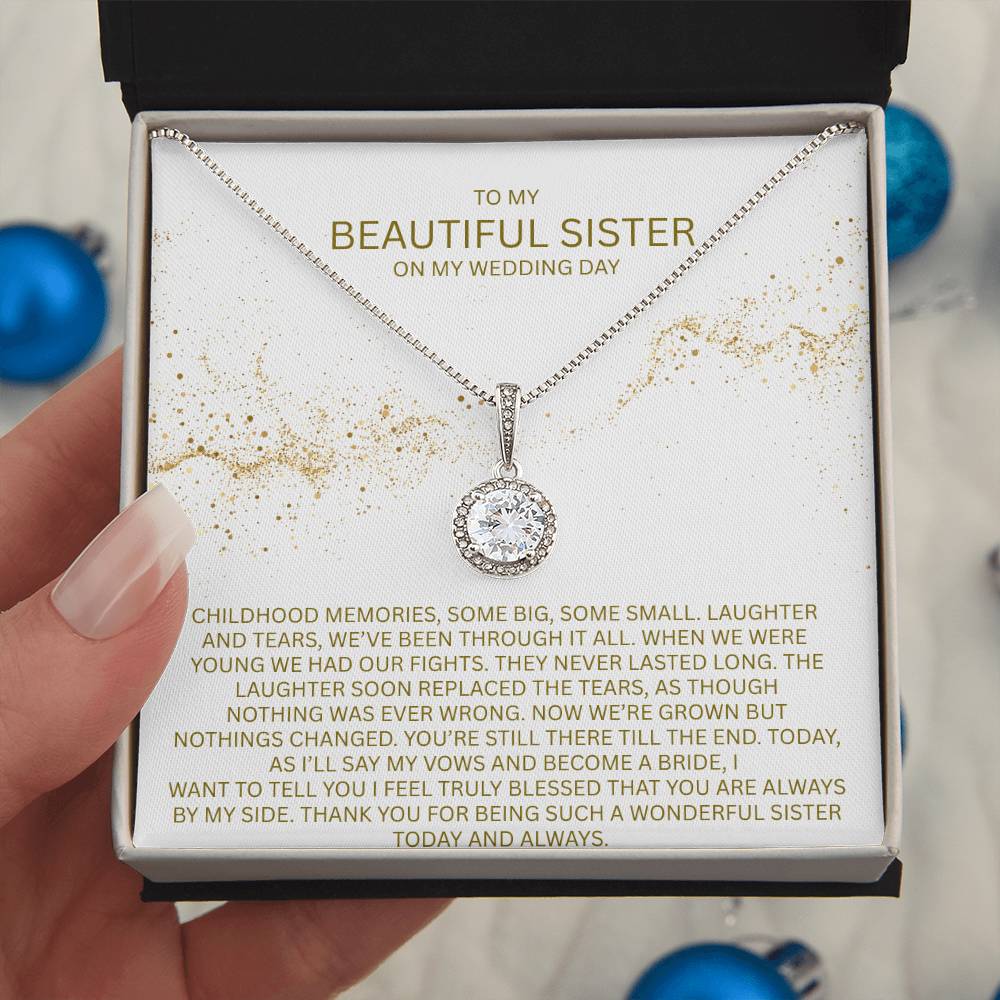 Elegant Gift for Sister "On My Wedding Day" Eternal Hope Necklace