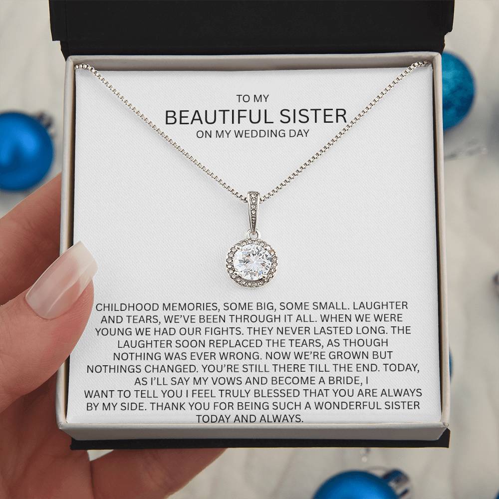 Elegant Gift for Sister "On My Wedding Day" Eternal Hope Necklace