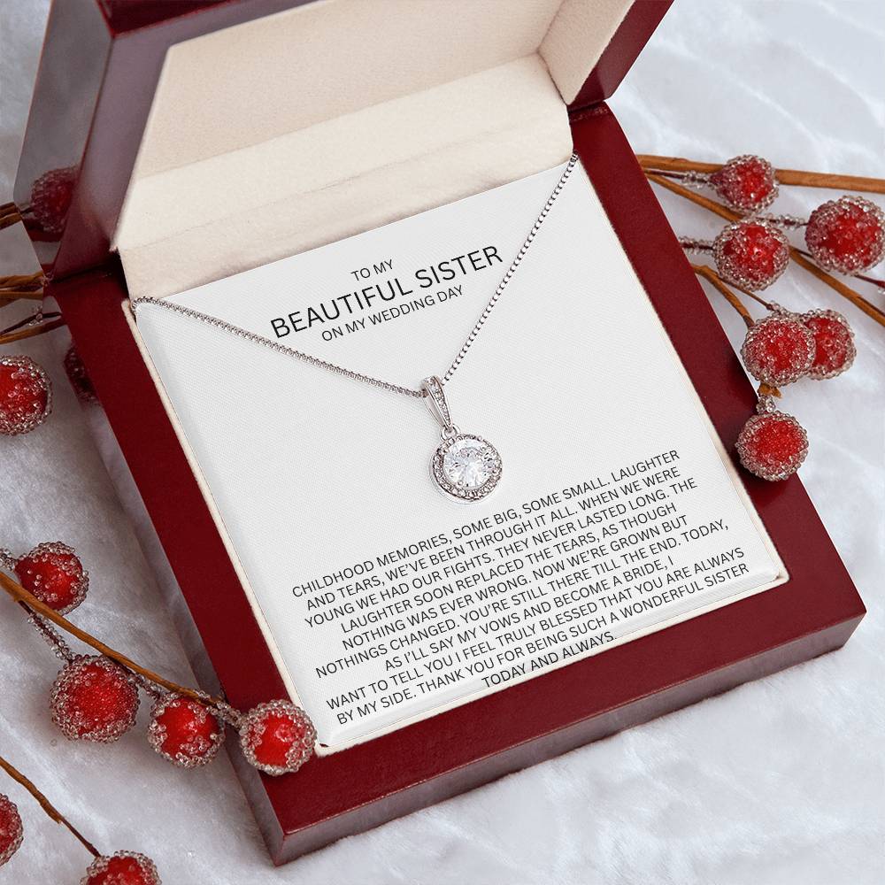 Elegant Gift for Sister "On My Wedding Day" Eternal Hope Necklace