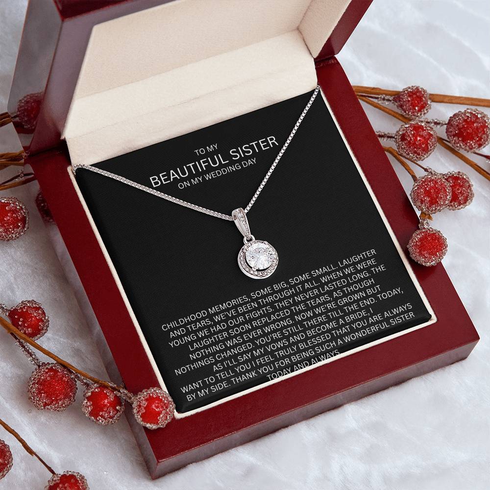 Elegant Gift for Sister "On My Wedding Day" Eternal Hope Necklace