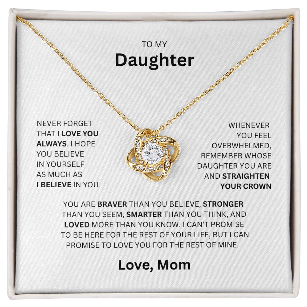 Gift for Daughter "To My Daughter, Love Mom" Love Knot Necklace