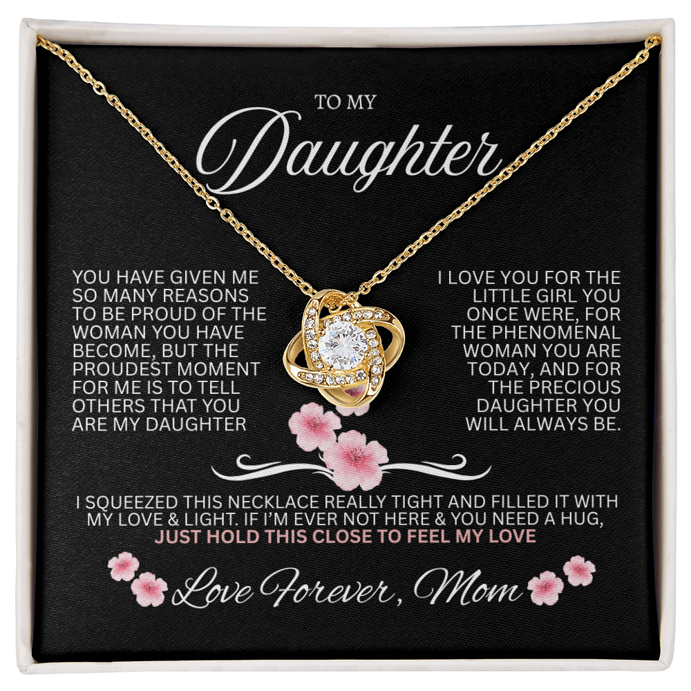 Gift for Daughter "Love Forever, Mom" Love knot Necklace