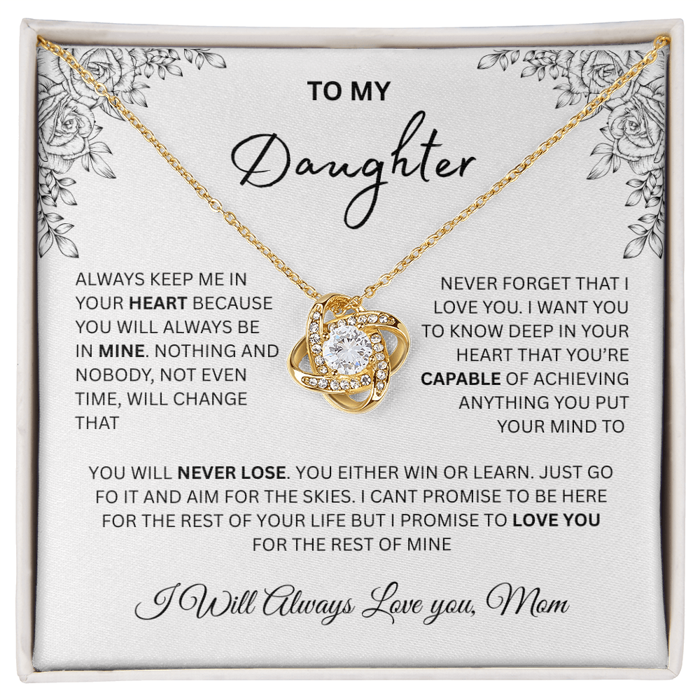 Gift for Daughter - "I Will Always Love You, Mom" Love Knot Necklace