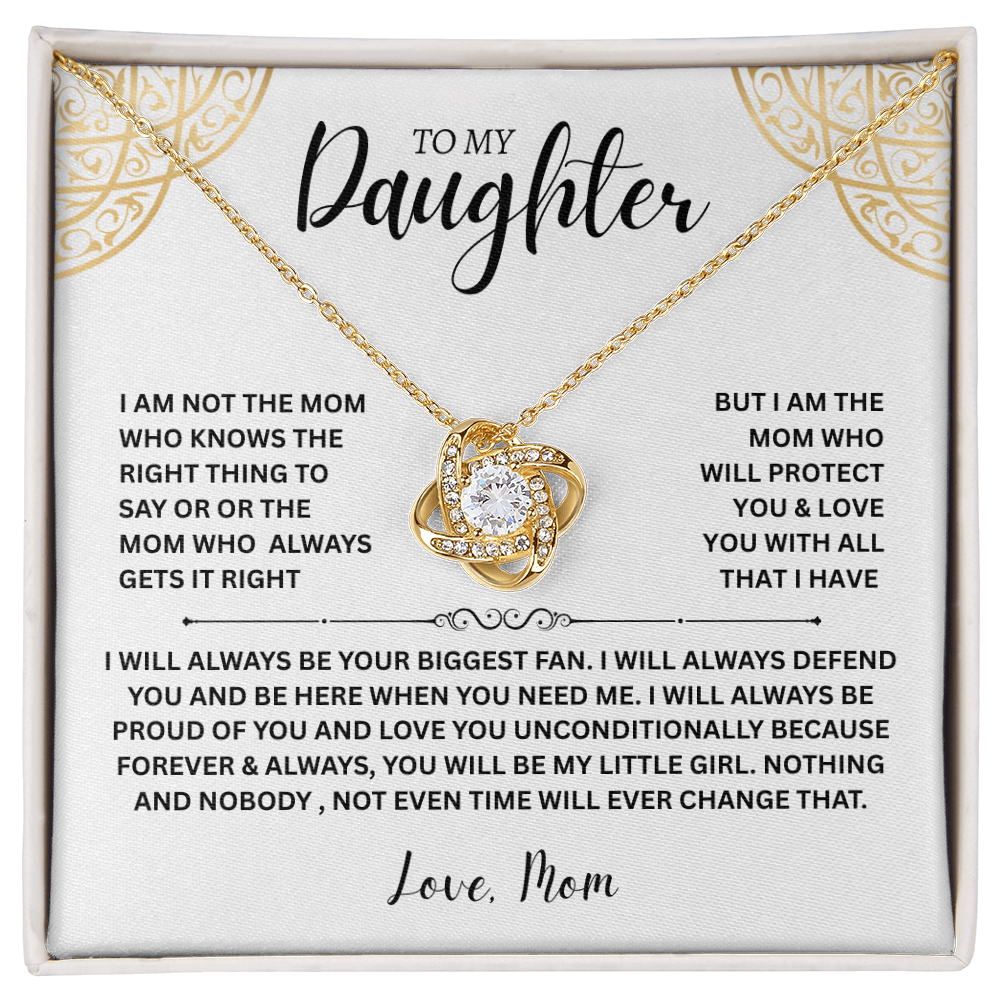 Daughter Gift "To My Daughter, Love Mom" Love Knot Necklace