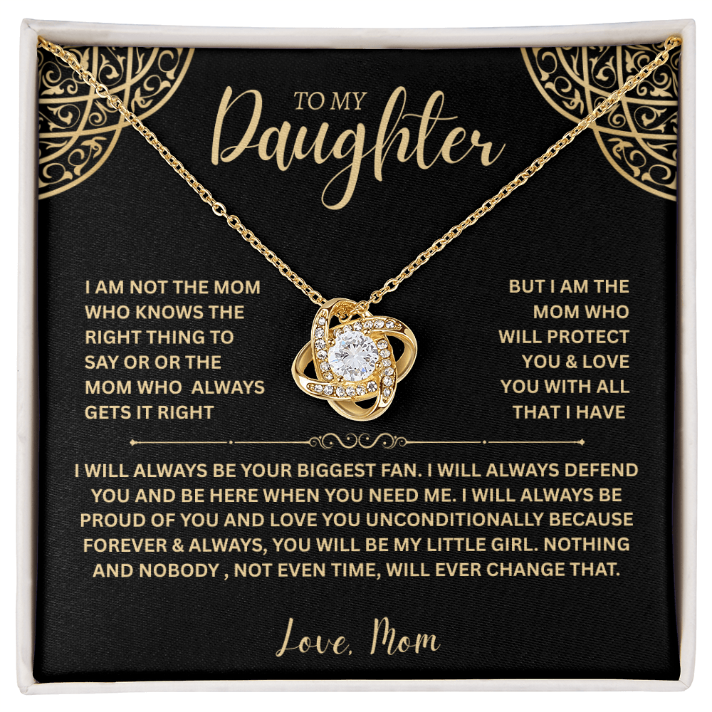 "To My Daughter, Love Mom" Love Gift Love Knot Necklace