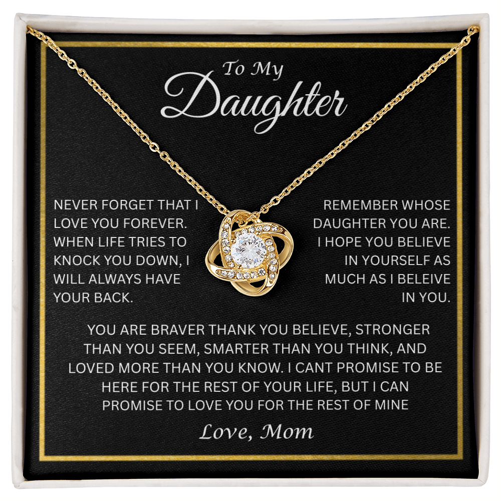 Elegant Gift for Daughter " To My Daughter, Love Mom" Love Knot Necklace