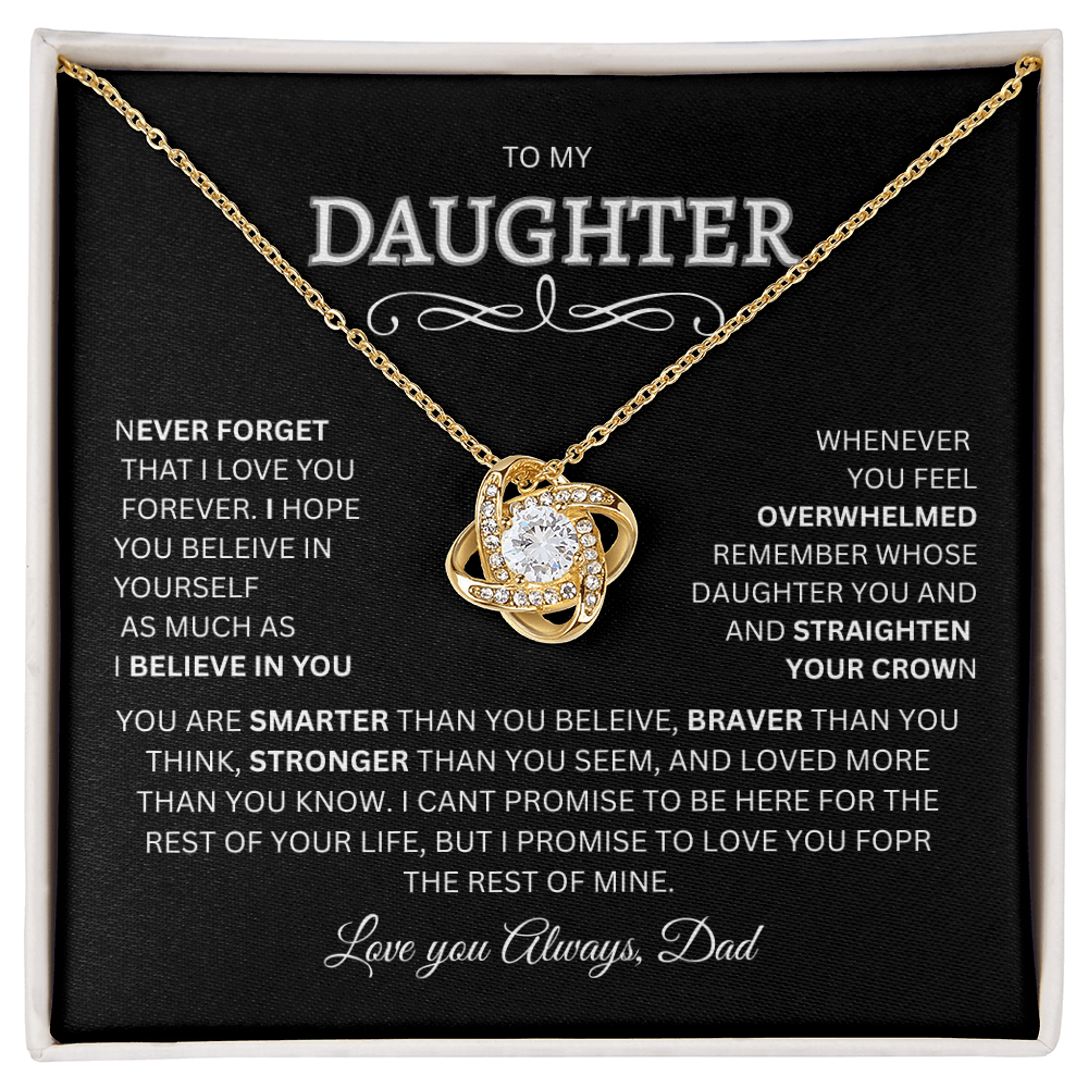 Daughter Gift "Never Forget, Love Dad" Love Knot Necklace