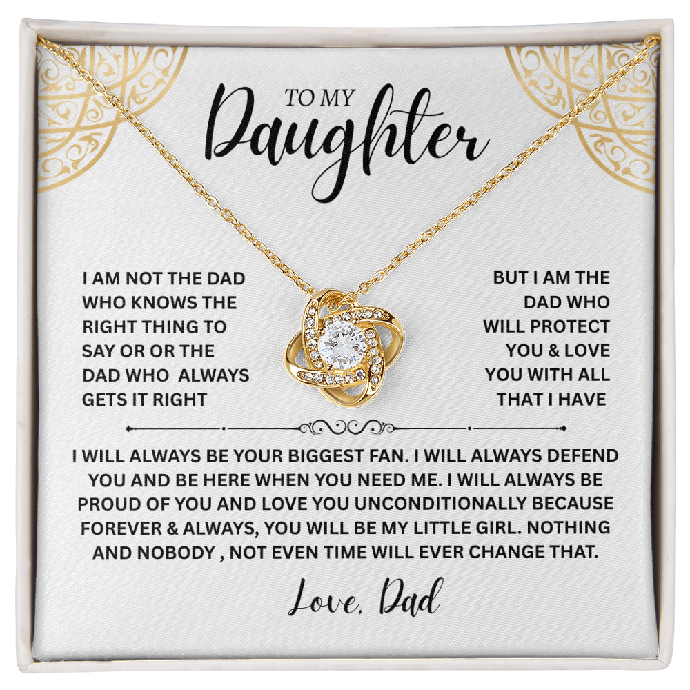 Majestic Gift for Daughter "To My Daughter, Love Dad" Love Knot Necklace