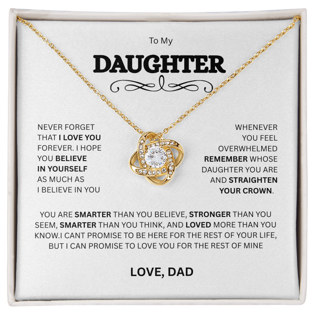 Impressive Gift for Daughter Love Knot Necklace "To My Daughter, Love Dad"