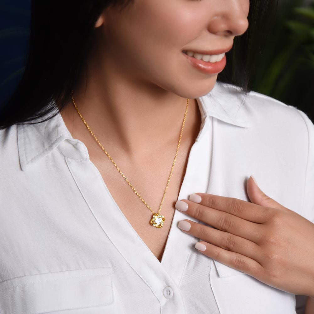 Daughter Gift "To My Beautiful Daughter, Love Mom" Love Knot Necklace