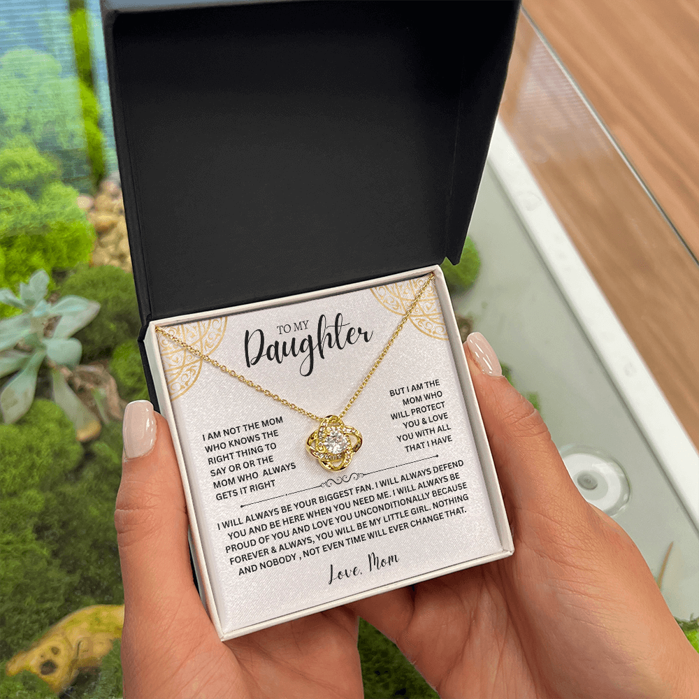 Daughter Gift "To My Daughter, Love Mom" Love Knot Necklace