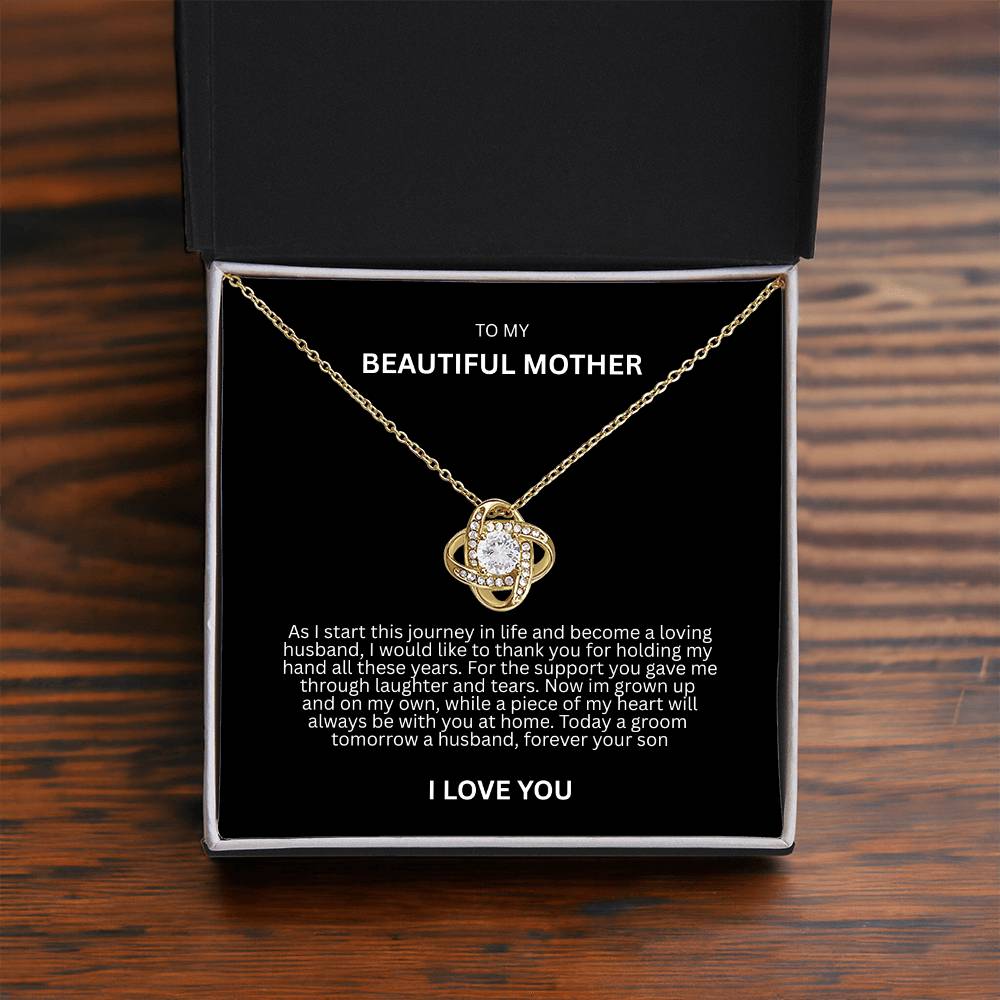 Graceful Gift "To My Beautiful Mother" Love Knot Necklace