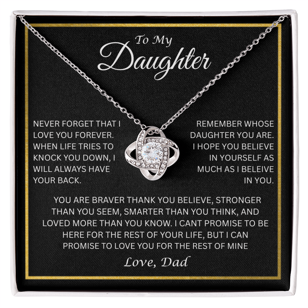 Gift for Daughter "To My Daughter, Love Dad" Love Knot Necklace