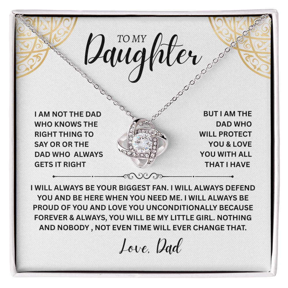 Majestic Gift for Daughter "To My Daughter, Love Dad" Love Knot Necklace