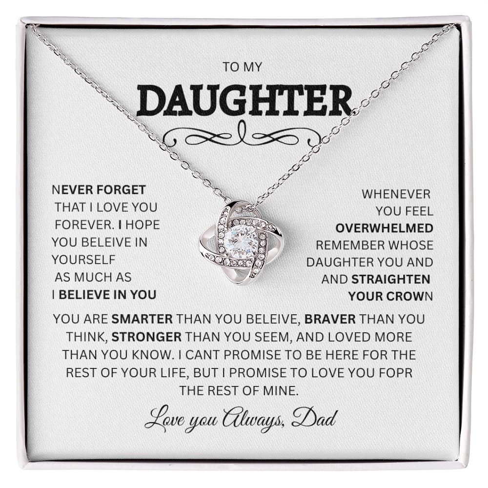 Gift for Daughter "To My Daughter, Love Dad" Love Knot Necklace