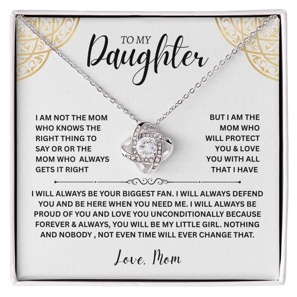 Daughter Gift "To My Daughter, Love Mom" Love Knot Necklace
