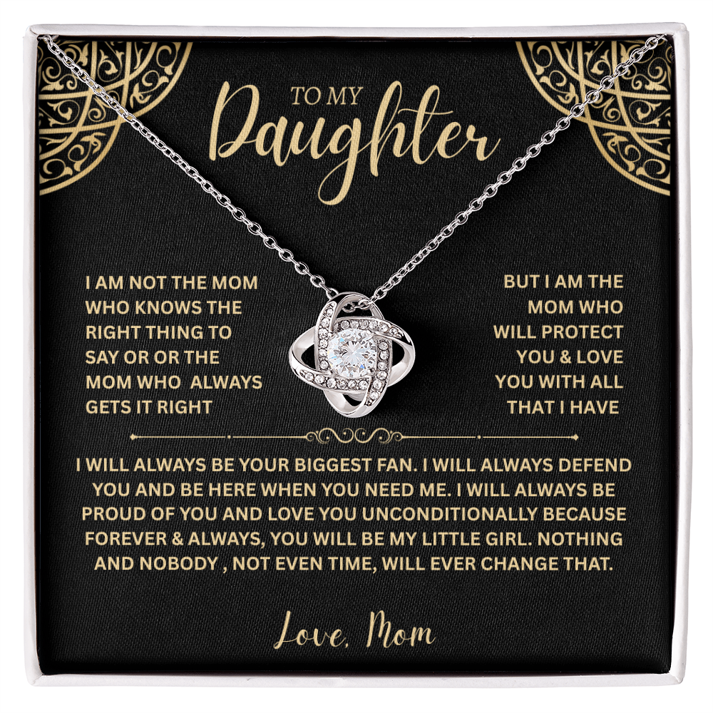"To My Daughter, Love Mom" Love Gift Love Knot Necklace