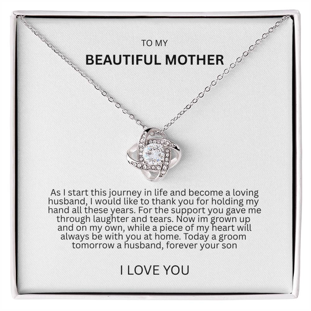 Graceful Gift "To My Beautiful Mother" Love Knot Necklace