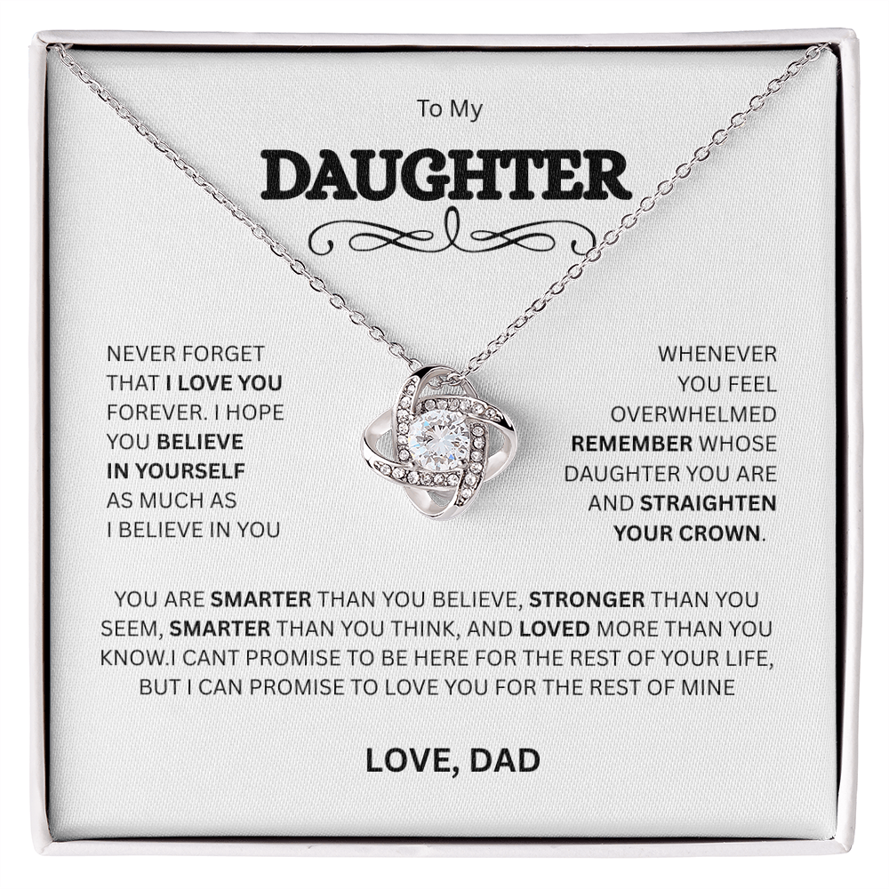 Impressive Gift for Daughter Love Knot Necklace "To My Daughter, Love Dad"