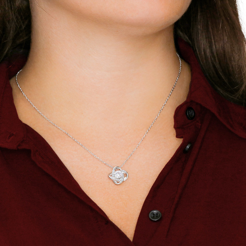 Gift for Daughter - "I Will Always Love You, Mom" Love Knot Necklace
