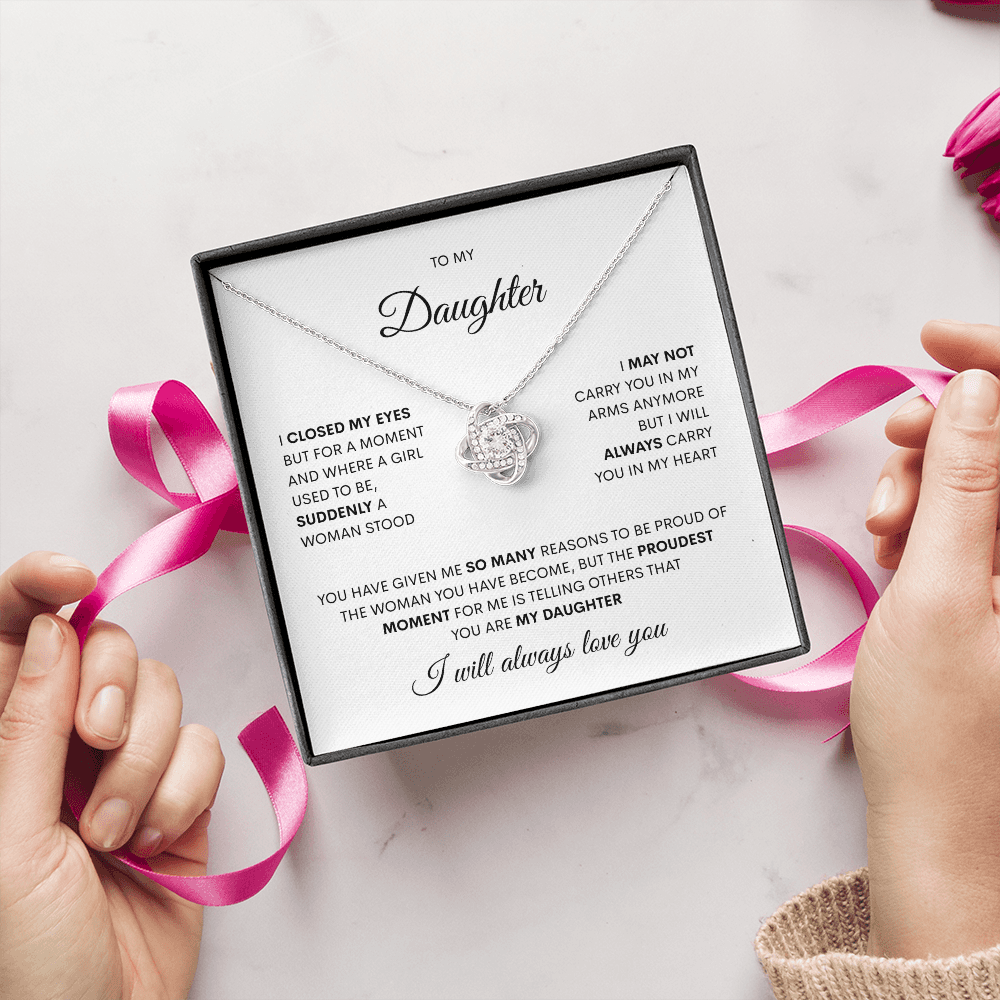 Gift For Daughter "Proudest Moment" Love Knot Necklace