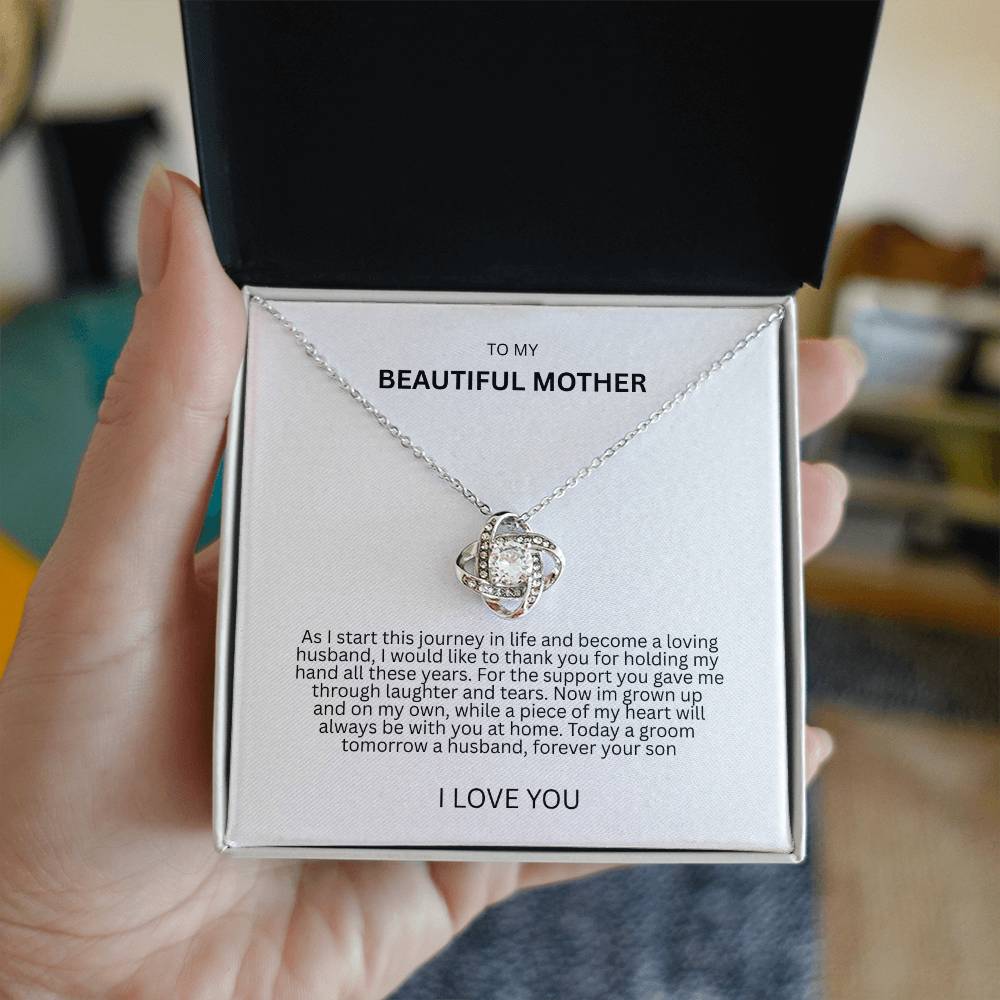 Graceful Gift "To My Beautiful Mother" Love Knot Necklace