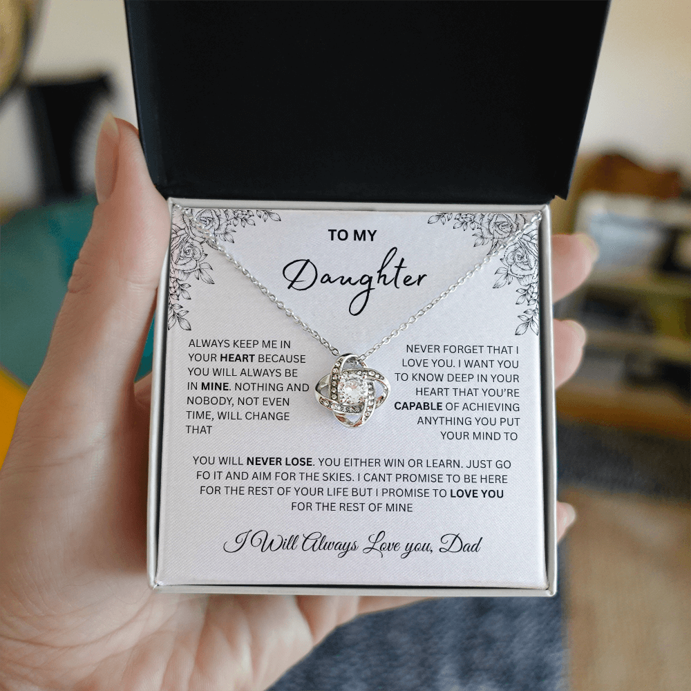 Gift for Daughter - "To My Daughter, Love Dad" Love Knot Necklace