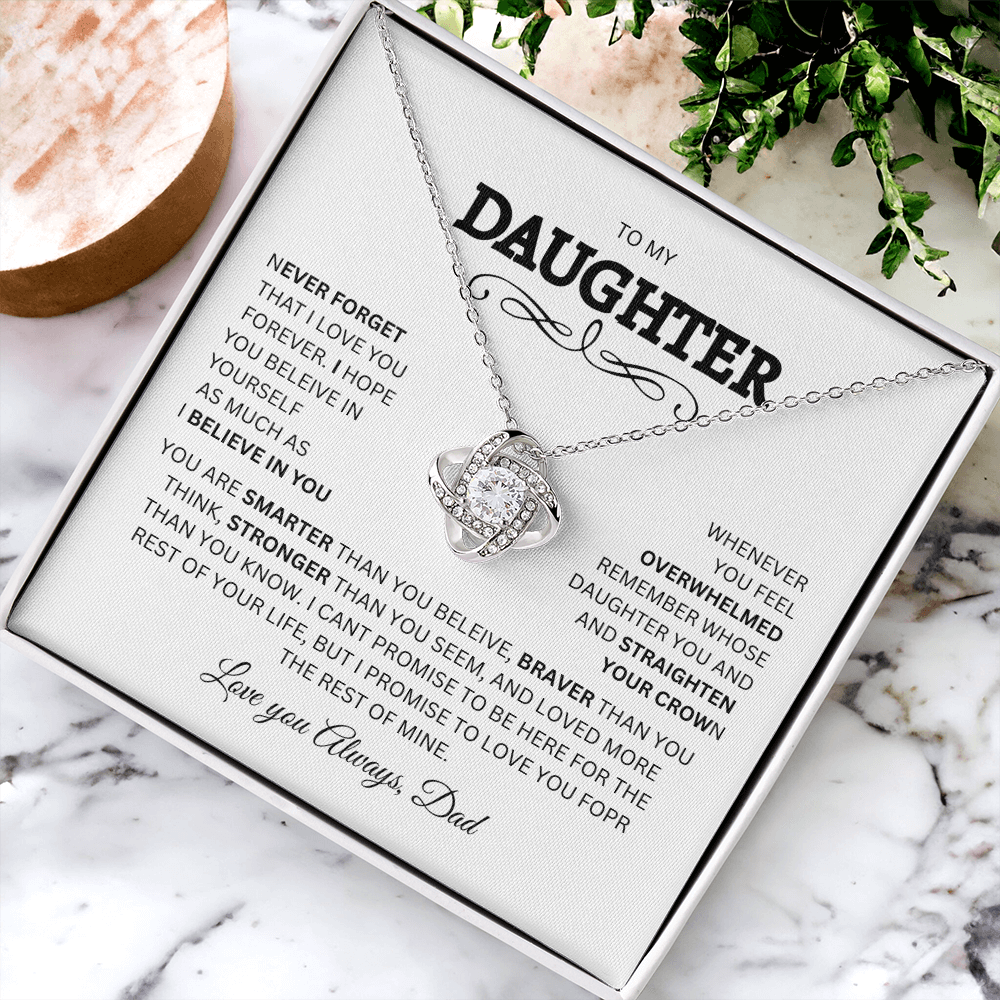 Gift for Daughter "To My Daughter, Love Dad" Love Knot Necklace