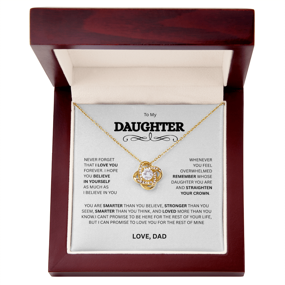 Impressive Gift for Daughter Love Knot Necklace "To My Daughter, Love Dad"