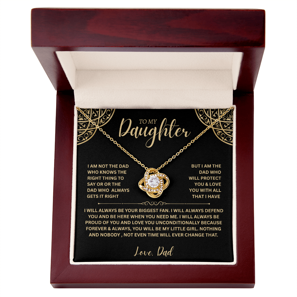 "To My Daughter, Love Dad" Love Gift - Love Knot Necklace