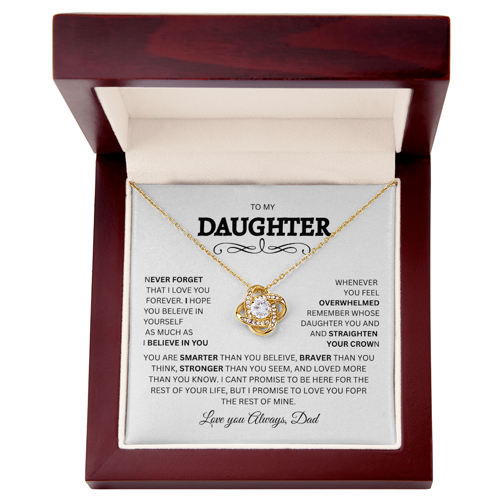 Gift for Daughter "To My Daughter, Love Dad" Love Knot Necklace