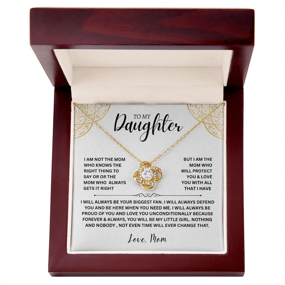 Daughter Gift "To My Daughter, Love Mom" Love Knot Necklace
