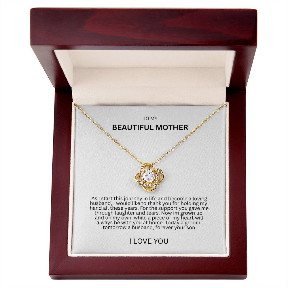 Graceful Gift "To My Beautiful Mother" Love Knot Necklace