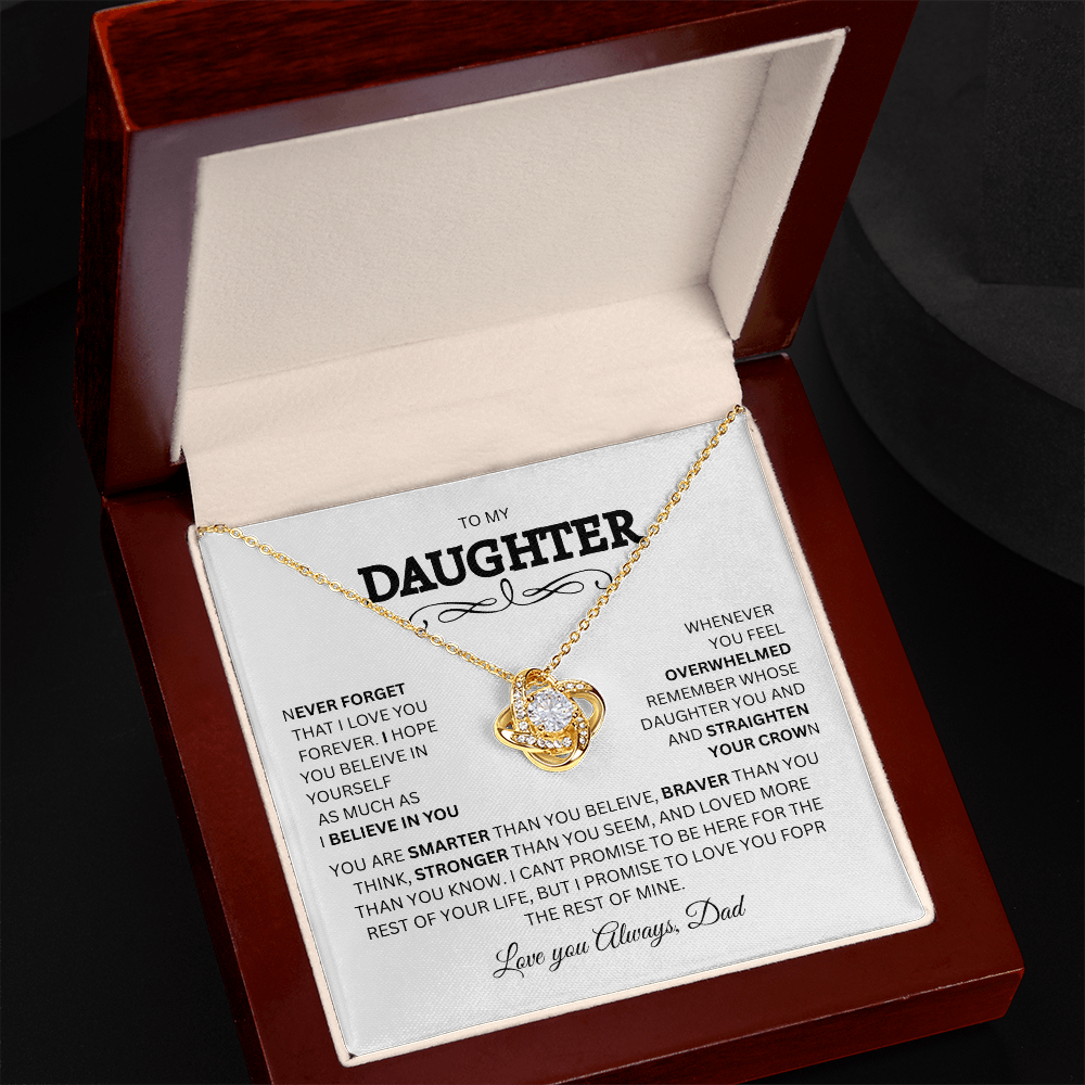 Gift for Daughter "To My Daughter, Love Dad" Love Knot Necklace
