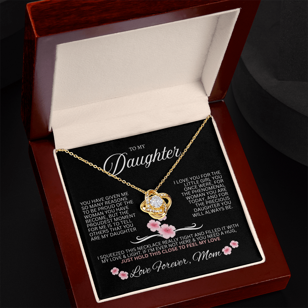 Gift for Daughter "Love Forever, Mom" Love knot Necklace