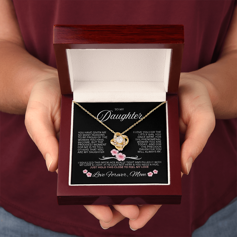 Gift for Daughter "Love Forever, Mom" Love knot Necklace