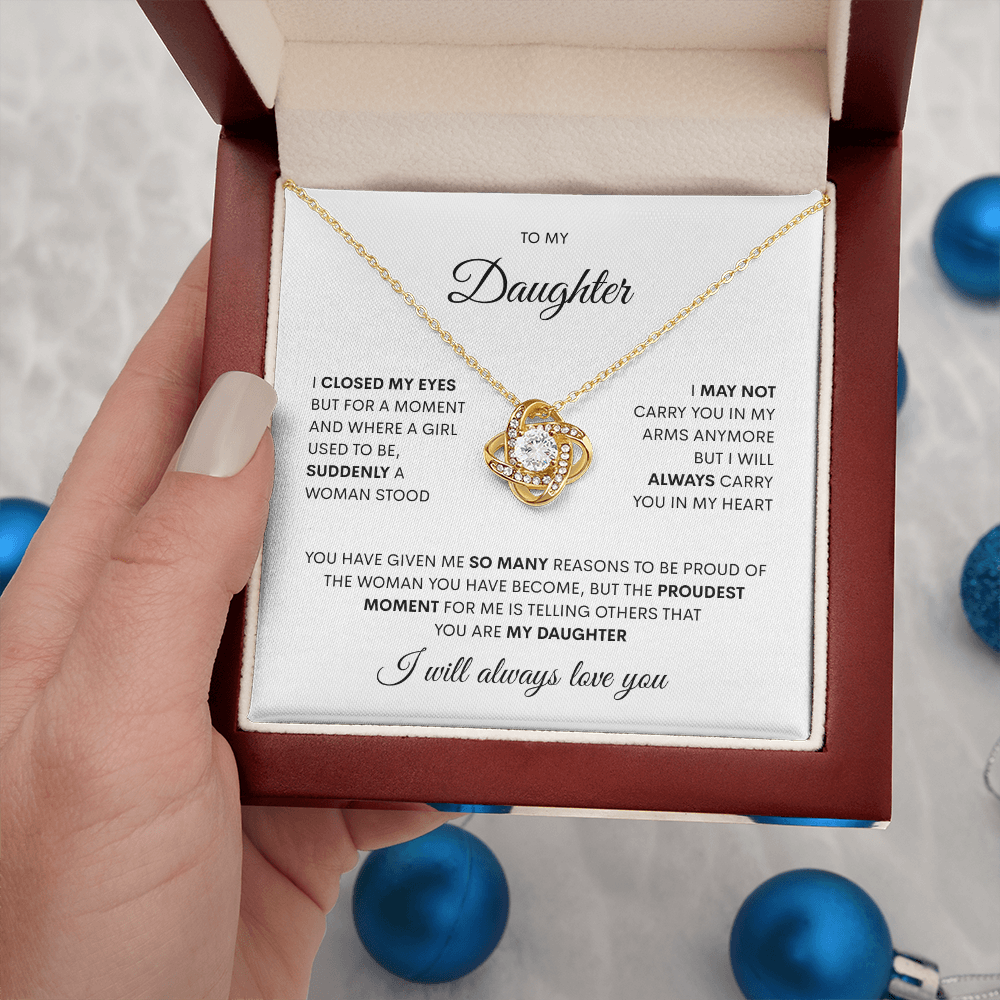 Gift For Daughter "Proudest Moment" Love Knot Necklace