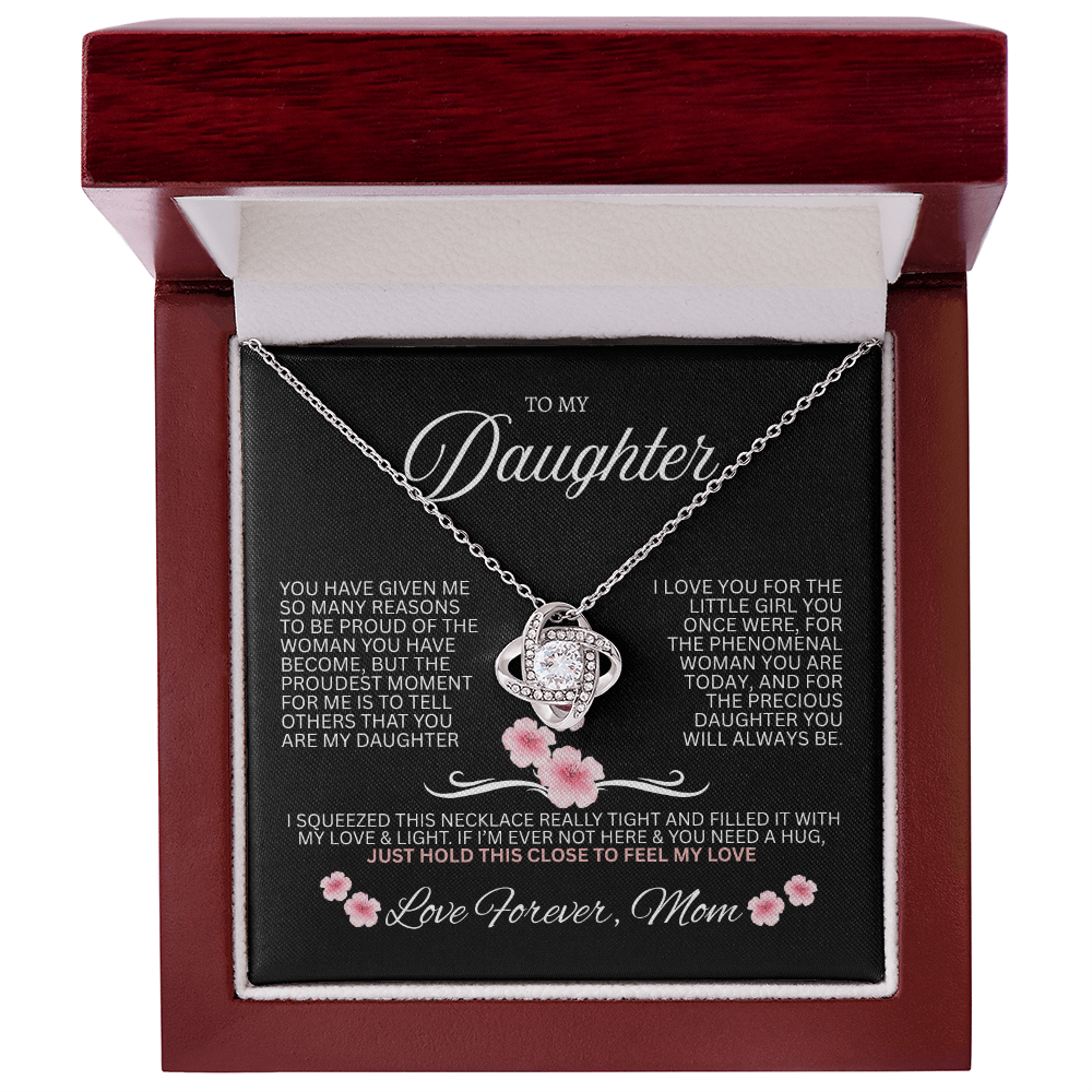 Gift for Daughter "Love Forever, Mom" Love knot Necklace