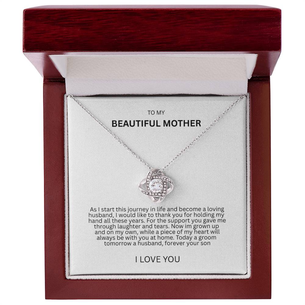 Graceful Gift "To My Beautiful Mother" Love Knot Necklace