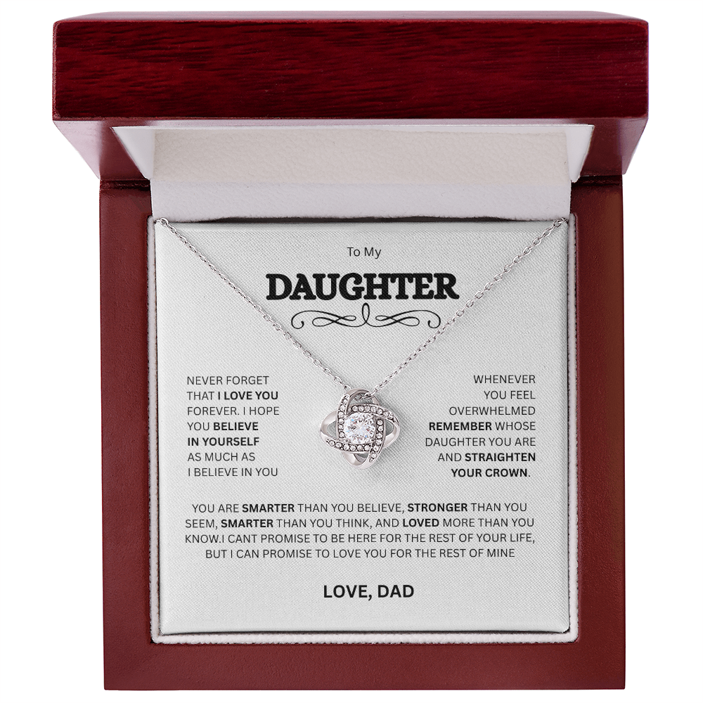 Impressive Gift for Daughter Love Knot Necklace "To My Daughter, Love Dad"