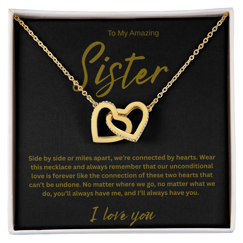 A Forever Connection "To My Amazing Sister" Interlocking Hearts Necklace