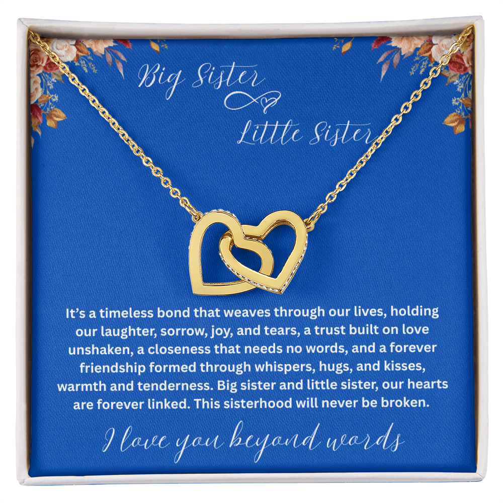 Gift for Sister "Big Sister Little Sister" Interlocking Hearts Necklace