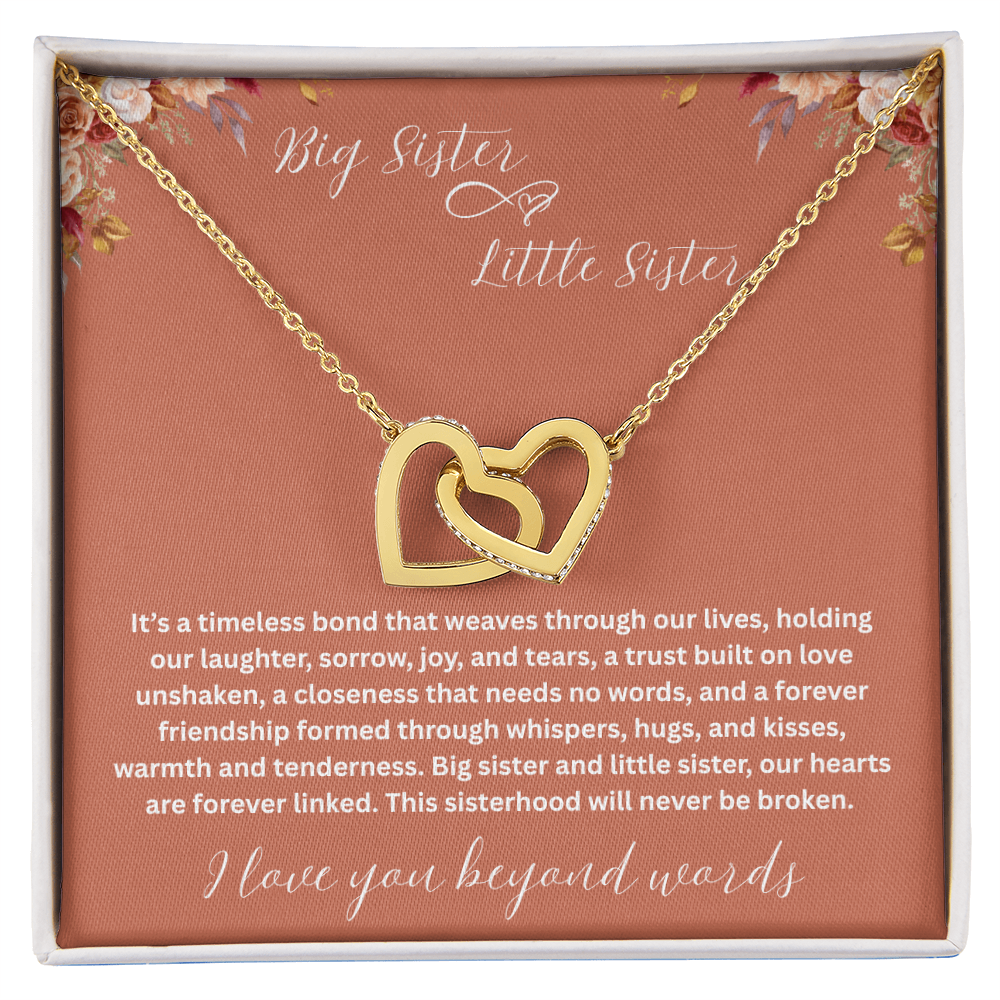 Gift for Sister "Big Sister Little Sister" Interlocking Hearts Necklace