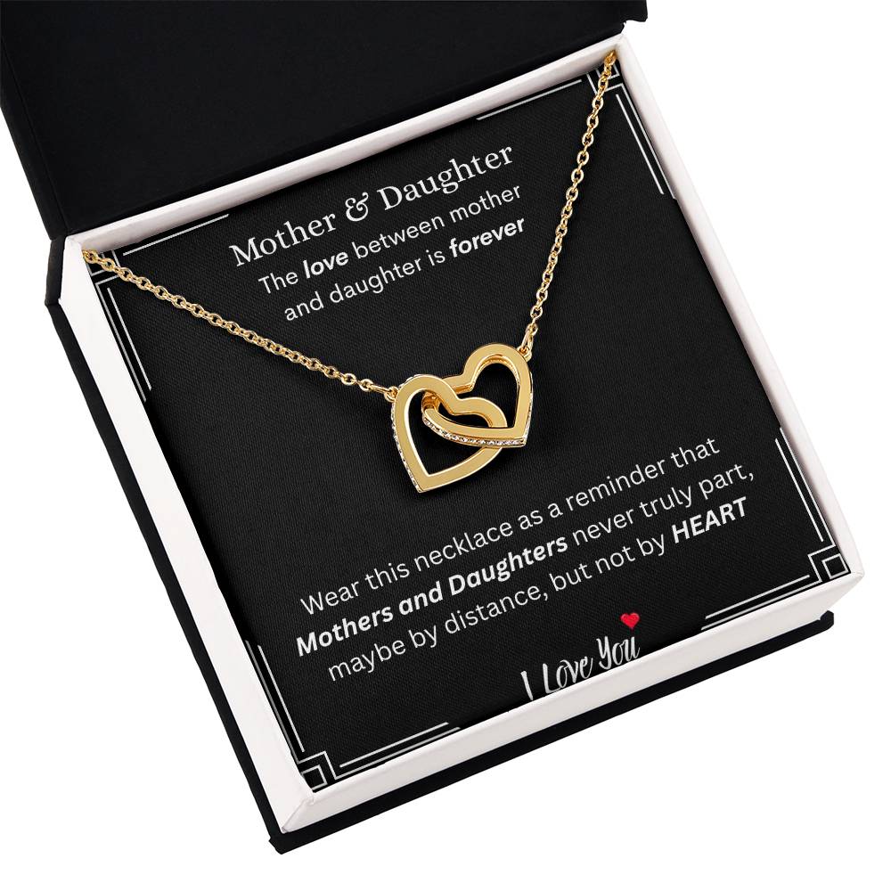Captivating Gift "Mother & Daughter, I Love You" Interlocking Hearts Necklace