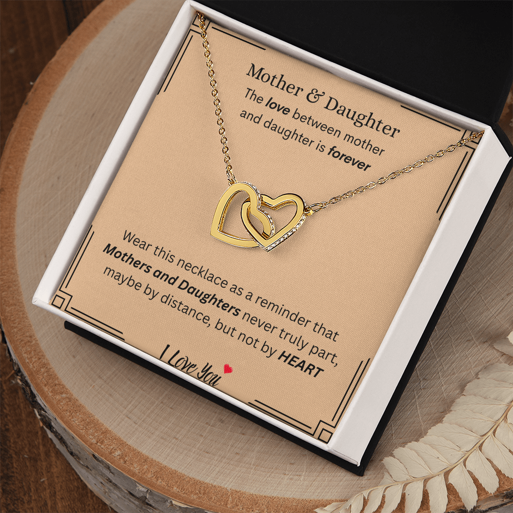Captivating Gift "Mother & Daughter, I Love You" Interlocking Hearts Necklace