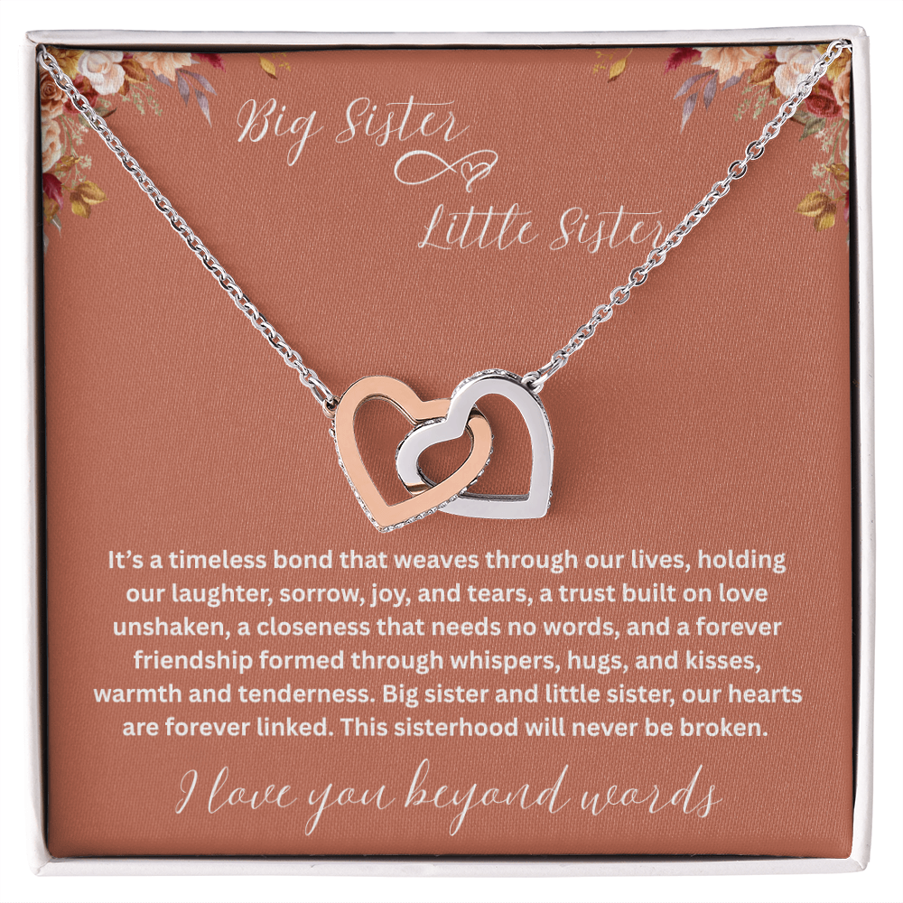 Gift for Sister "Big Sister Little Sister" Interlocking Hearts Necklace
