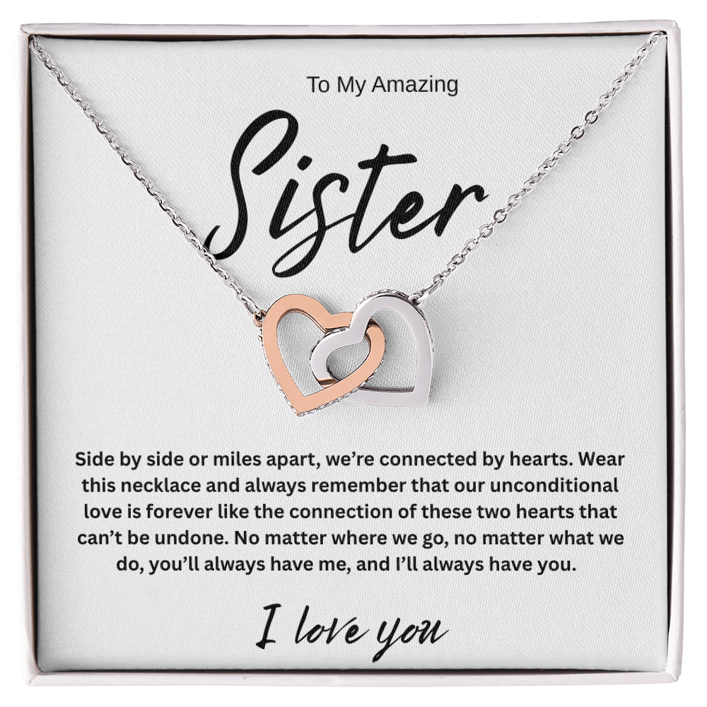 A Forever Connection "To My Amazing Sister" Interlocking Hearts Necklace