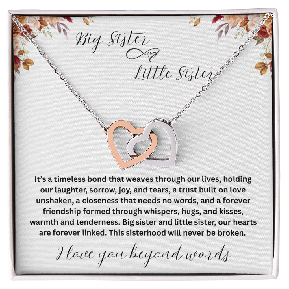 Gift for Sister "Big Sister Little Sister" Interlocking Hearts Necklace