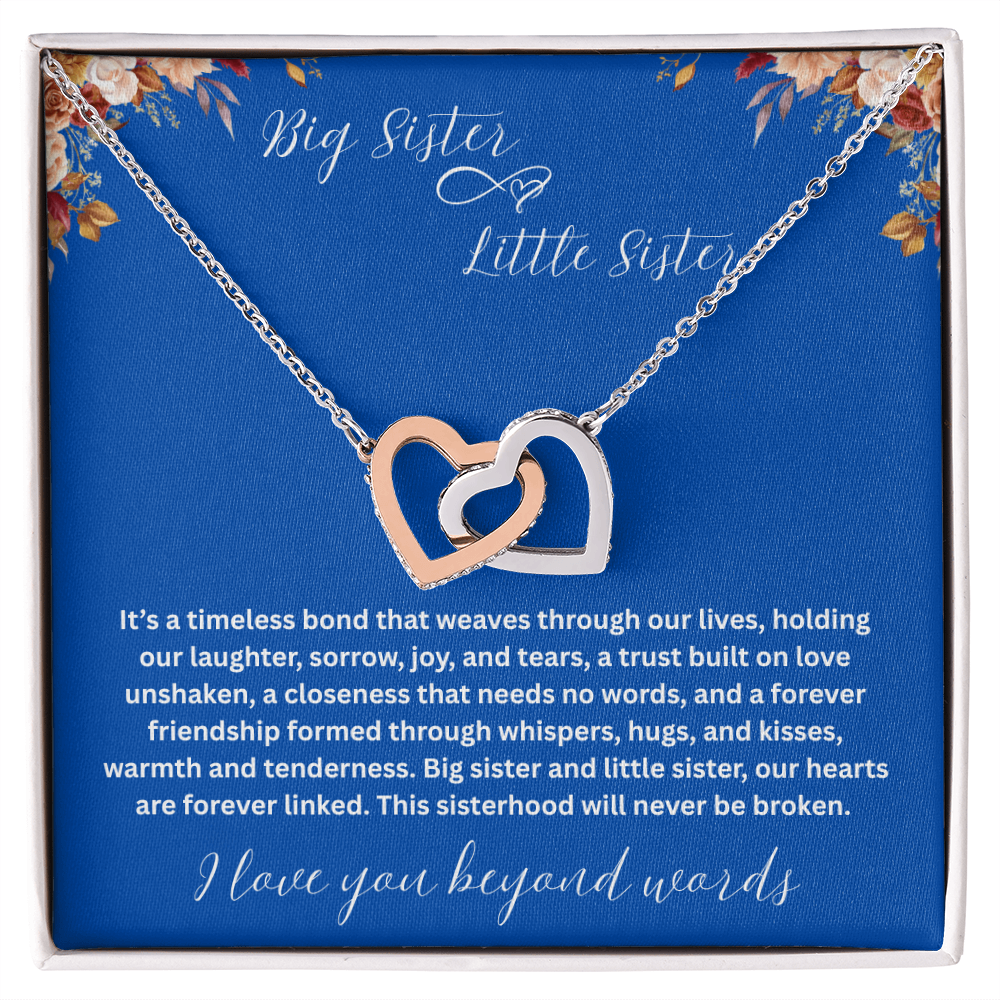 Gift for Sister "Big Sister Little Sister" Interlocking Hearts Necklace